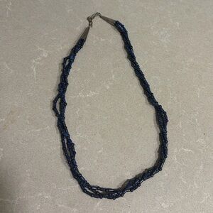 Handmade Vintage Lapis Lazuli Tube Beaded Necklace